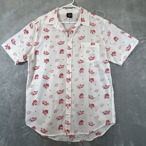 Disney Toy Story Pizza Planet Button-up Short Sleeve Shirt Mens Medium White